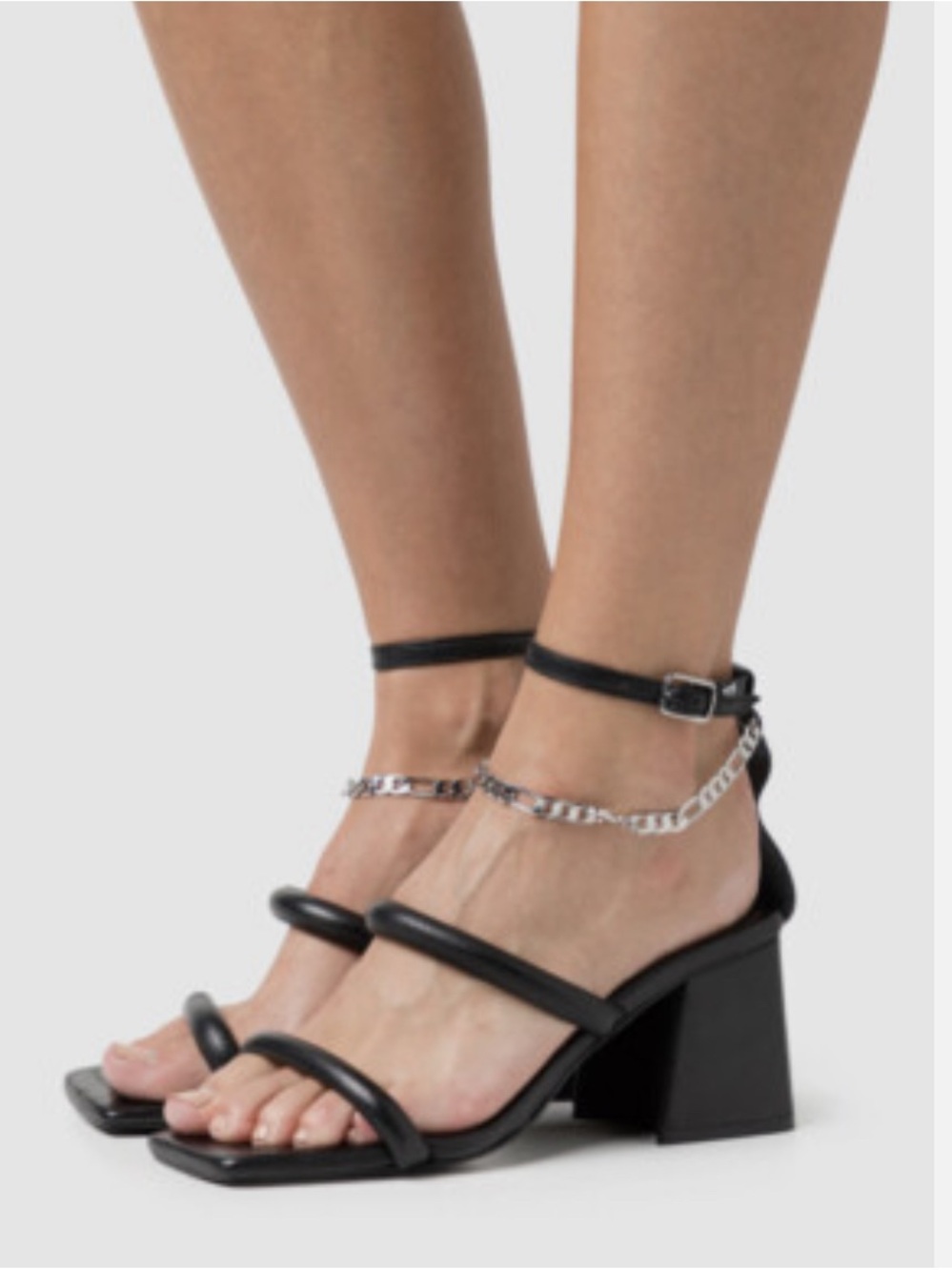 Free people Strappy Block Heel Sandals with Ankle Chain